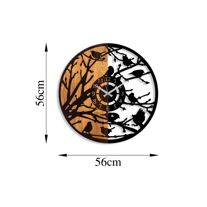 Wallity Reloj de pared decorativo de madera Nogal y Negro